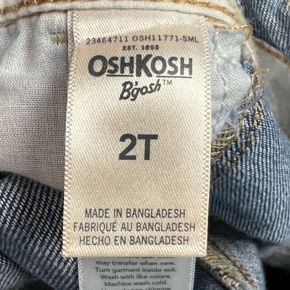Oshkosh B’gosh Kid’s Blue Denim with White Stars Overall Shorts Shortalls -Sz 2T